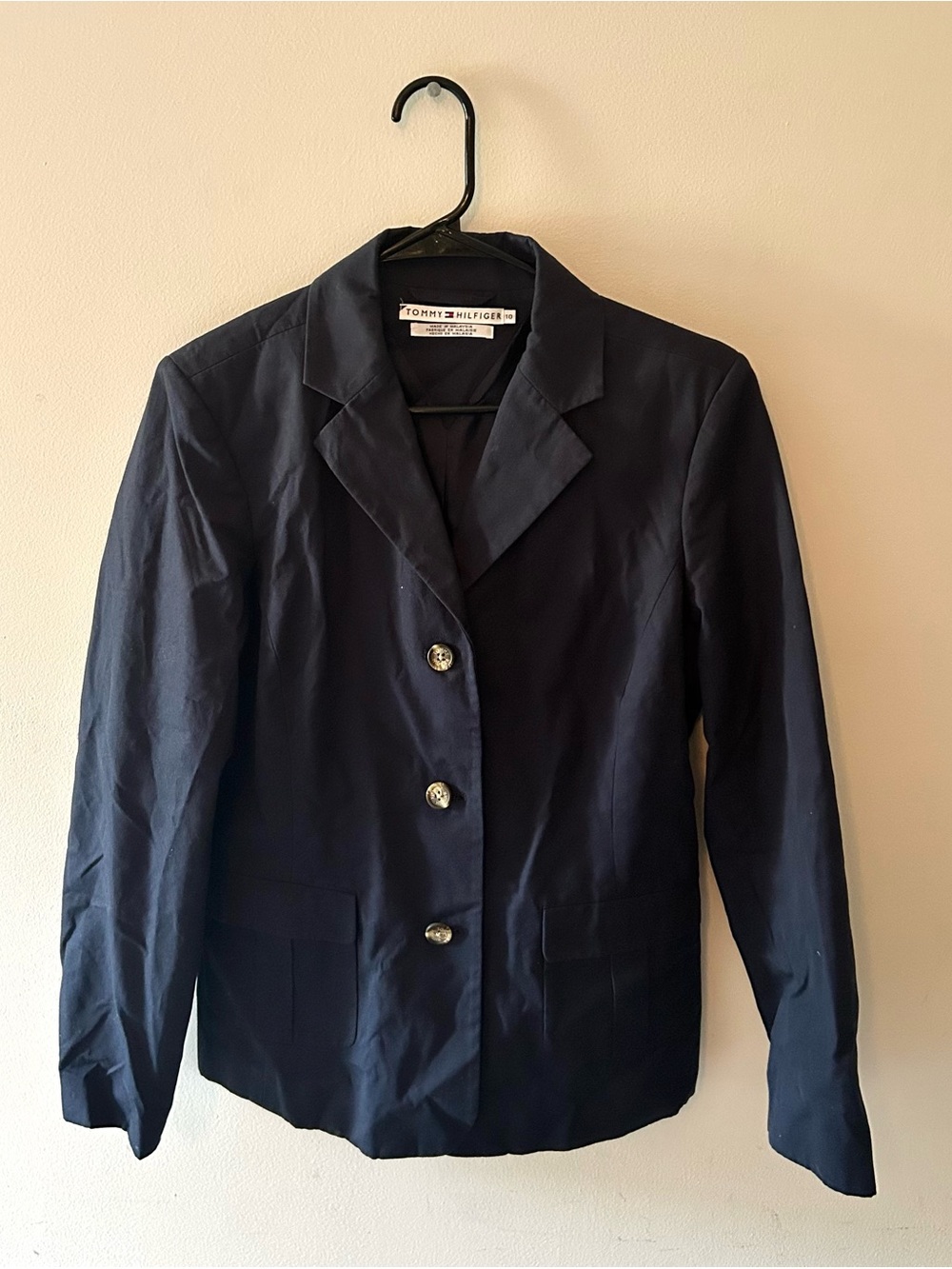 Vintage Y2K Tommy Hilfiger Navy Blazer Women’s Size 10 2001 Cotton Preppy
